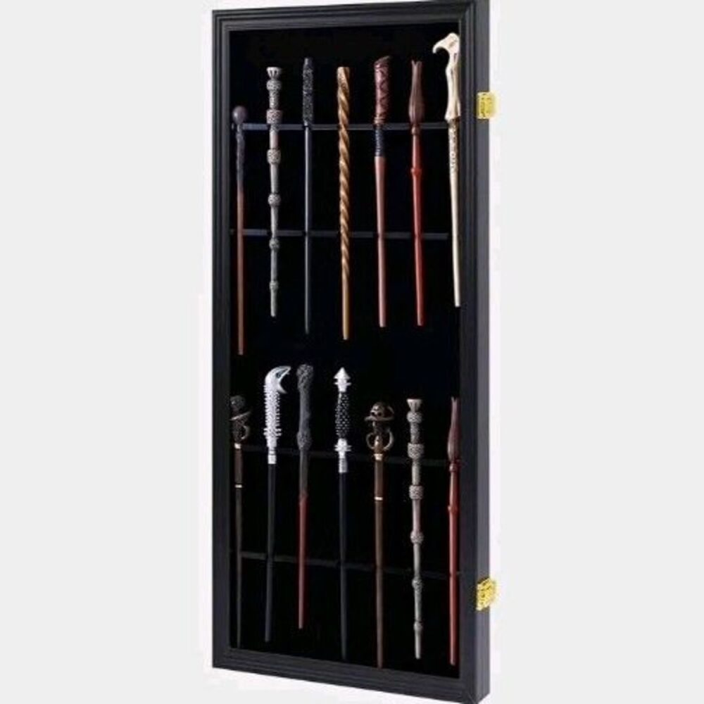 Lockable Wall Mount Wand Display Case Holder Stand with Locks 14 Wands